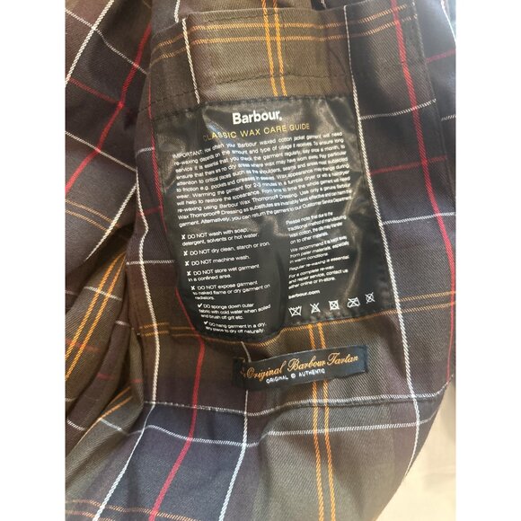 BARBOUR x Ganni Tartan Waxed Cotton Bomber Jacket Green Size UK 6 US 2 - Picture 8 of 9